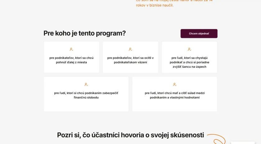 The opening section of the sales page